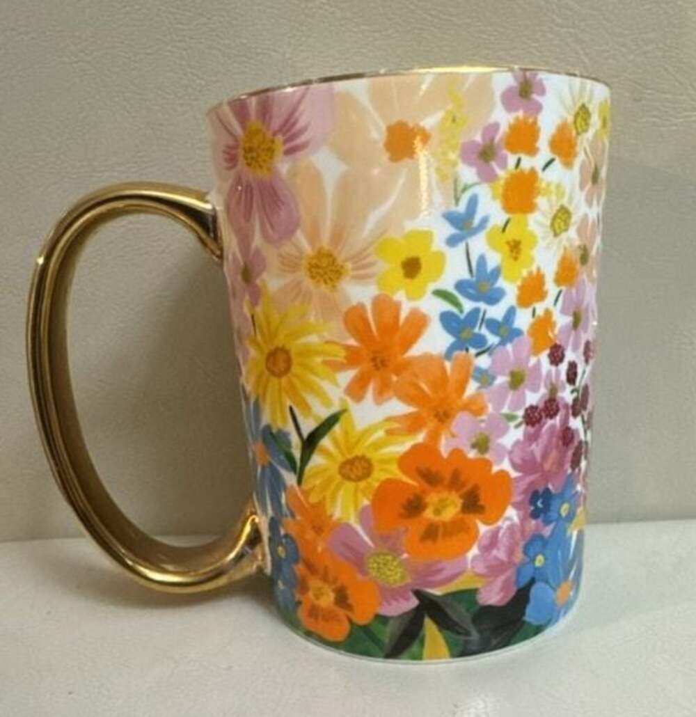 Rifle Paper Co. Marguerite Floral Porcelain Mug with Gold Handle